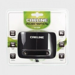 Разветвитель прикуривателя CARLINE 3 гнезда 10А и 2 USB на пров. черн.
